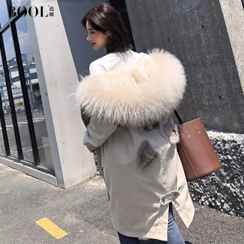 

Haining sent ms overcome fur coat of new fund of 2018 autumn winters in long raccoon fur collar hooded parka