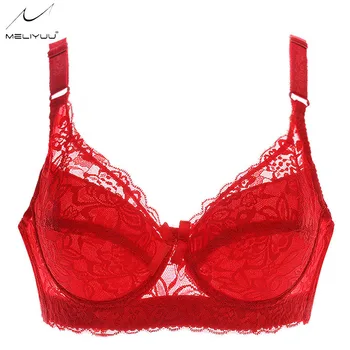 

Women Plus Size Bras Push Up Bra Lace Floral Brassiere Underwire Thin Padded Bralette Sexy Lingerie Big Size 32-48 A B C D Top