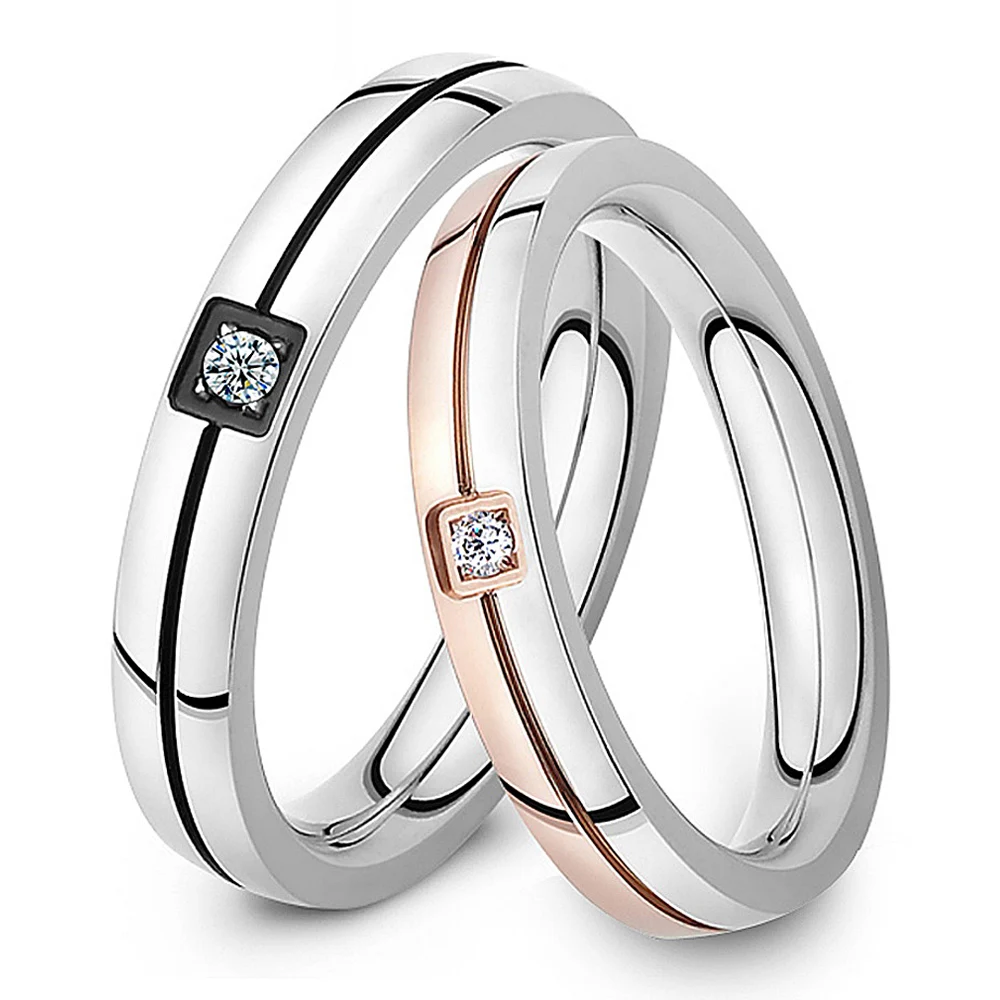 

Couple jewelry wedding engagement rings cz crystal-jewelry 316l stainless steel ring for women fashion men jewellery lovers gift