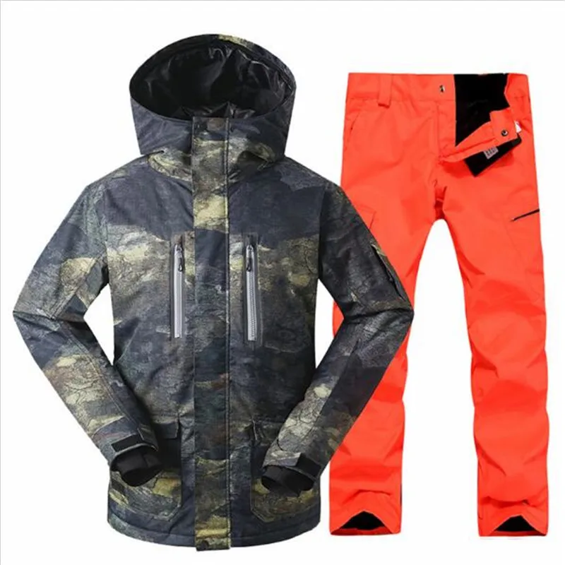 Men Ski Suit Windproof Jacket+pants Warm Snowboard Thicken Clothes