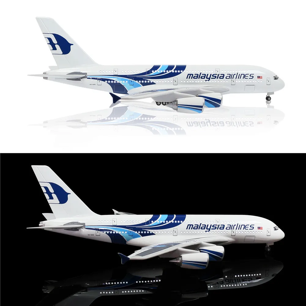 46 см 1: 160 литья под давлением модель самолета Малайзия A380 с светодиодный свет(сенсорный экран или звук Управление) самолет для украшения или подарка