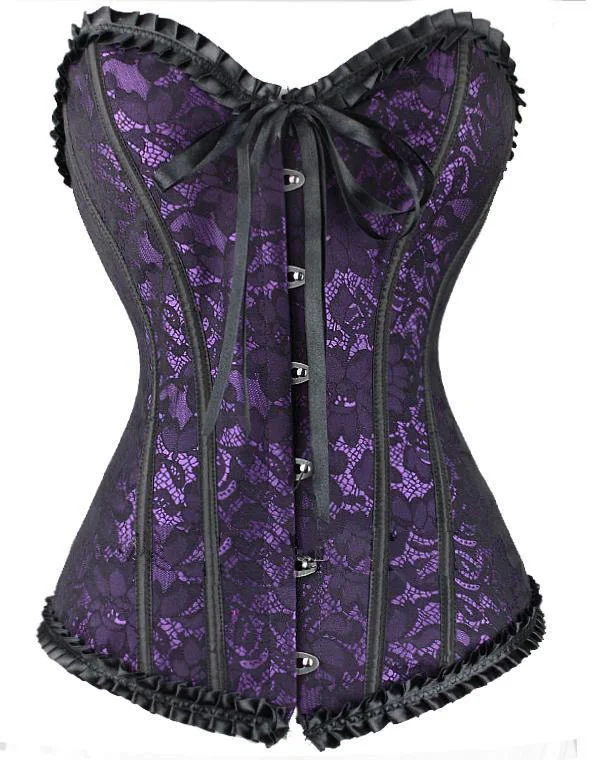 Newest Sexy Lingerie Lingerie Purple Women Overbust Corset Corselete Burlesque Bustier Top