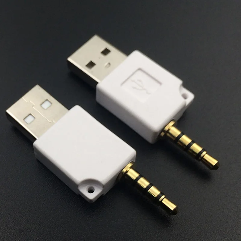 Белый Цвет USB 2,0 штекер 3,5 мм Jack Male адаптер для iPodShuffle Шафф le Dock Connector компактный разъем адаптер