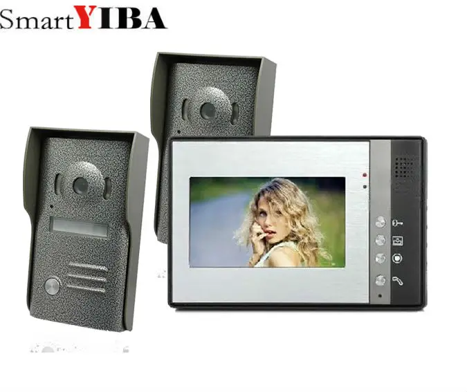 

SmartYIBA 7 inch Color Video door phone Intercom Doorbell System Kit IR Camera doorphone monitor Speakerphone intercom