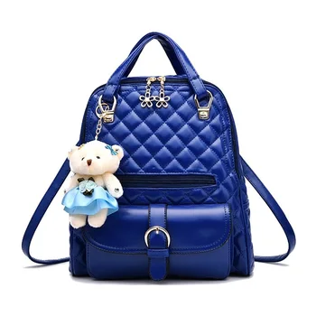 

ack Teenage Girl Backpacks RucksOutdoor Backpacks Mochila Lovely Bear Pendant School Bags Fashion Women Bag Leather Travel Bags