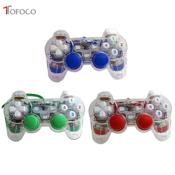 

TOFOCO Transparent LED Wired USB Gamepad Double Vibration Joystick Game Controller Joypad For PC Laptop For Win7/10/XP