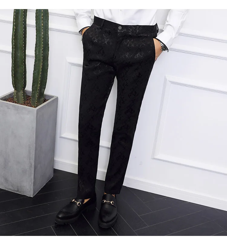 Для мужчин; Узкие штаны Для мужчин; модный принт высокое качество ткани прямые штаны хлопковые Для мужчин классический деловой