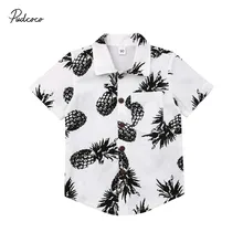 Брендовые летние детские футболки с ананасом для мальчиков, белая хлопковая рубашка, топы, новые летние повседневные топы для отдыха, От 1 до 6 лет