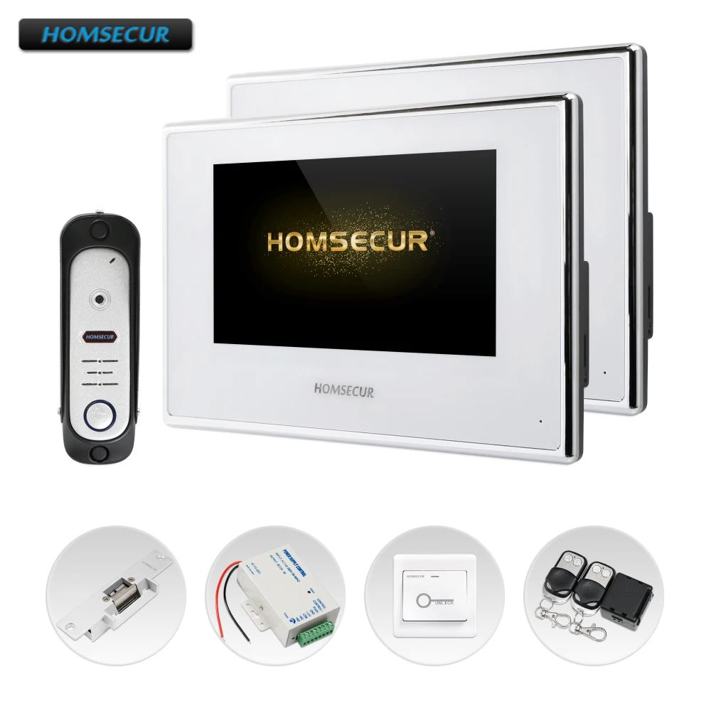 

HOMSECUR 4 Wire AHD Video Door Phone Intercom System with Aluminium Alloy Camera BC051HD-S+BM718HD-W