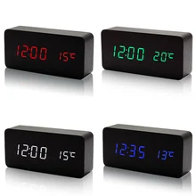 Wooden LED font b Alarm b font font b Clock b font with Temperature Sounds Control