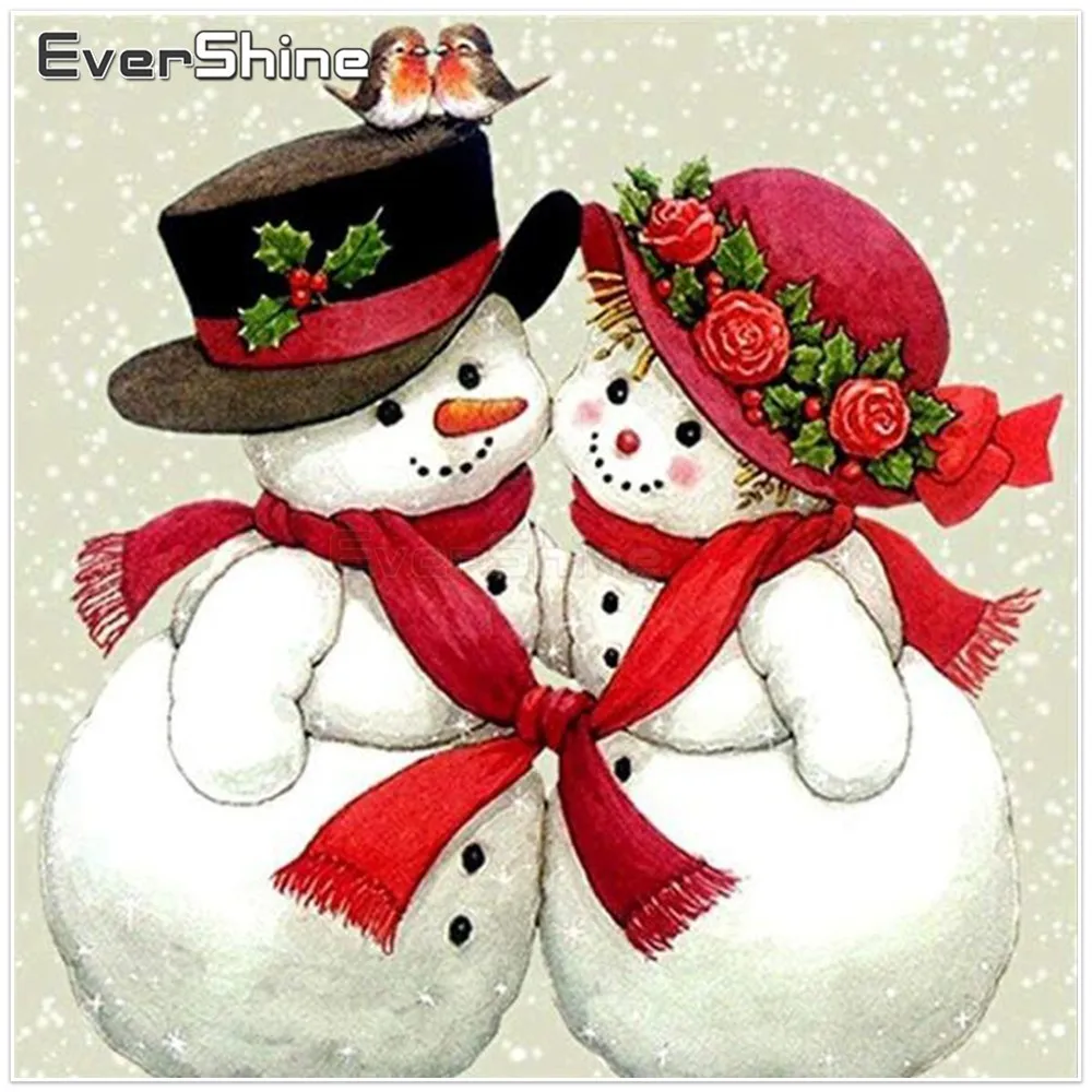 

EverShine 5D Diamond Mosaic Snowman Full Square Rhinestone Diamond Painting Cross Stitch Paint With Diamonds Christmas Gift