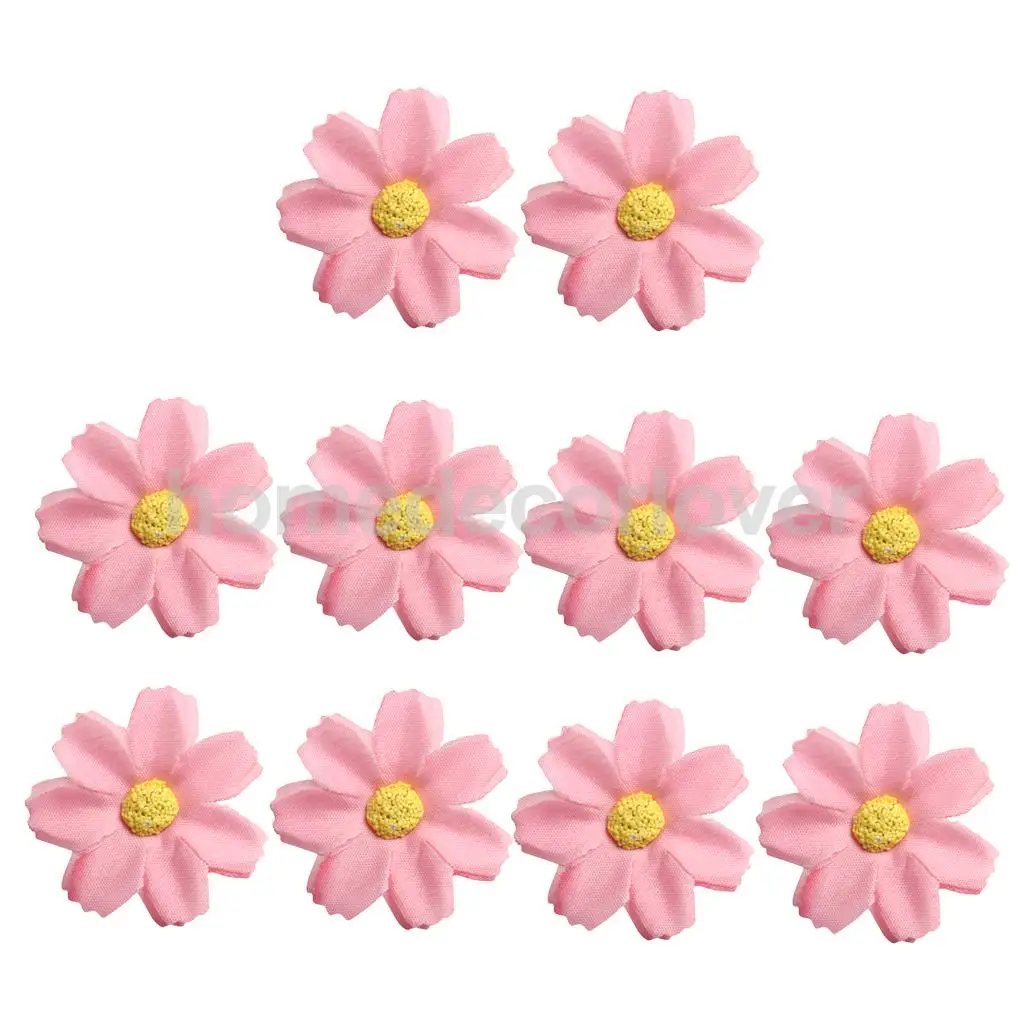 50pcs 4cm Silk Flower Daisies Flower Heads for Wedding/Car/Spring/Home/Garden Decoration Wreath DIY Floral Arts and Crafts