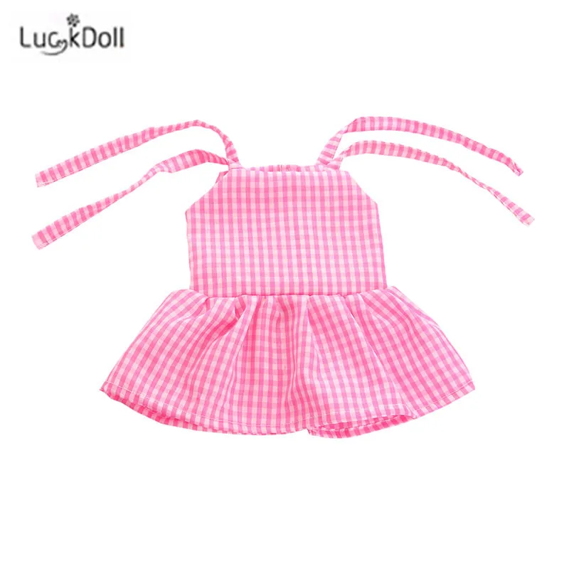 LUCKDOLL модное летнее розовое платье подходит 18 дюймов Американский 43 см детская кукла одежда аксессуары, игрушки для девочек, поколение, подарок на день рождения