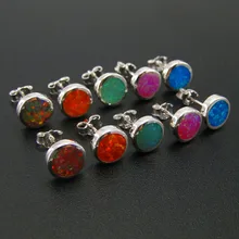 Горячие Продажи Тонкой Круглой Огранки Огненный Опал Женщин Ювелирные Изделия Стерлингового Серебра 925 Серьги Стержня