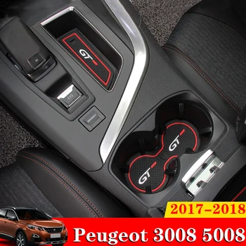 

13X Car Inner Gate Slot Pad Non-slip Cup Mats Anti Slip Door Groove Mat Interior For Peugeot 3008 5008 GT 2017 2018 Accessories