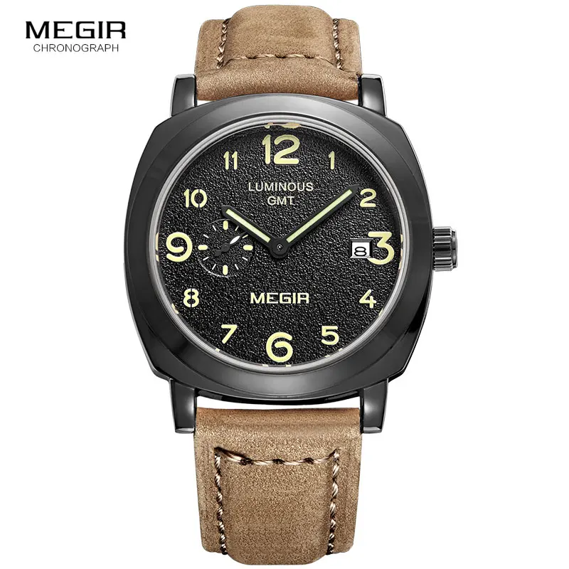 

2019 Luxury Brand MEGIR Men Military Sports Watches Men's Quartz Date Clock Man Casual Leather Wrist Watch Relogio Masculino