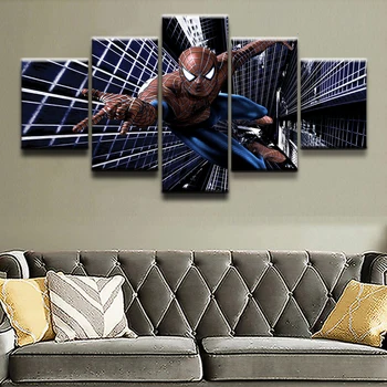 

Canvas Paintings Wall Art Printed Poster 5 Pieces Comics Spider-Man Modular Pictures Home Decoratvie Children's room Framework