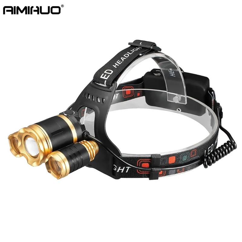 

AIMIHUO Lampe Frontale 9000lm Cree Xml 3t6 Headlight Headlamp Zoomable Head Lamp Waterproof Light Adjust Focus Flashlight Head