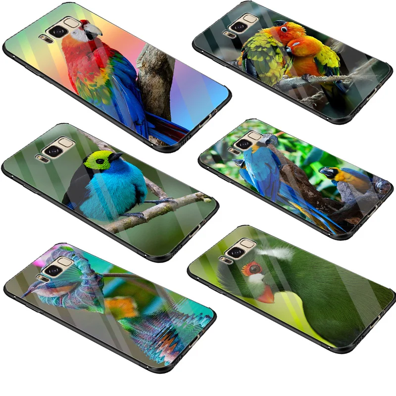 Gerleek стекло ТПУ животное птица попугай cockatoos чехол для Samsung S7 Edge S9 S8 Plus Note 8 9