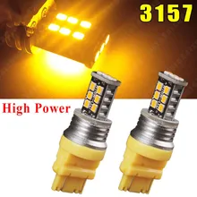 Luz LED de alta potencia para estacionamiento, Bombilla de freno, ámbar/amarillo, 3157, 3156, T25, 15W, 15 SMD, 3157A, color rojo y blanco, 2 uds.