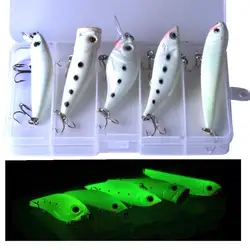5 шт./лот Блесен воблер 3D световой Гольян Поппер Crank VIB и карандаш жесткий приманки для ночной рыбалки иска Pesca