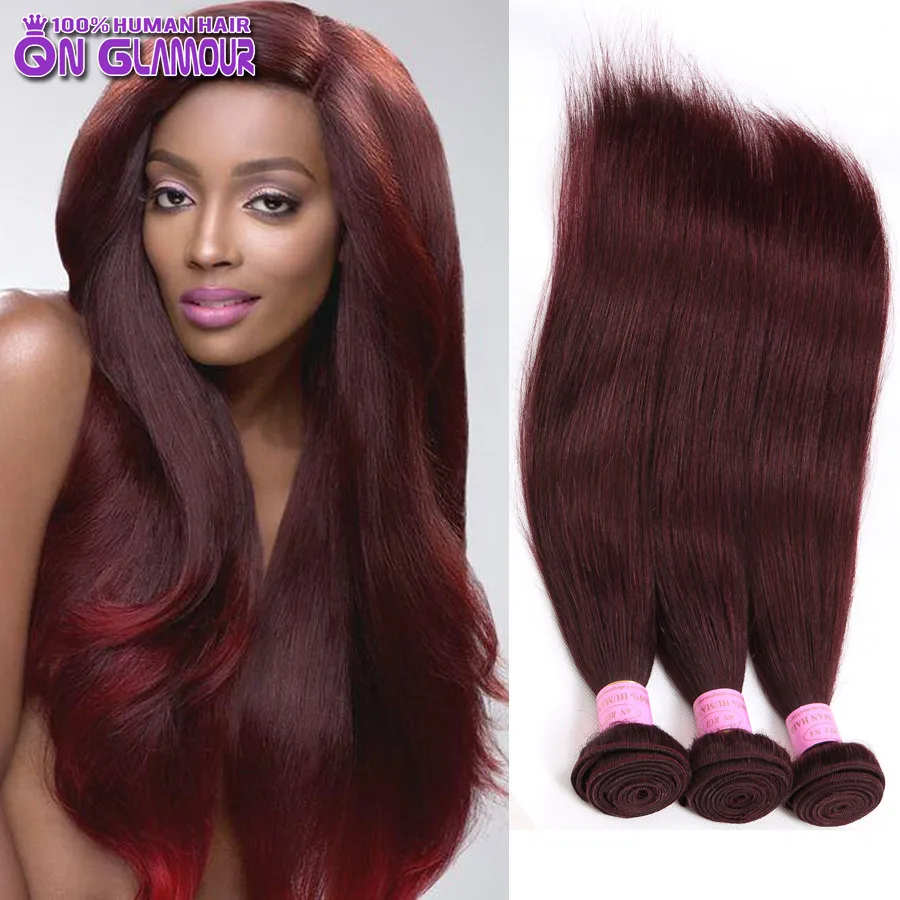 Mink 7A Burgundy Brazilian Straight Hair 4 Bundles 99j ...