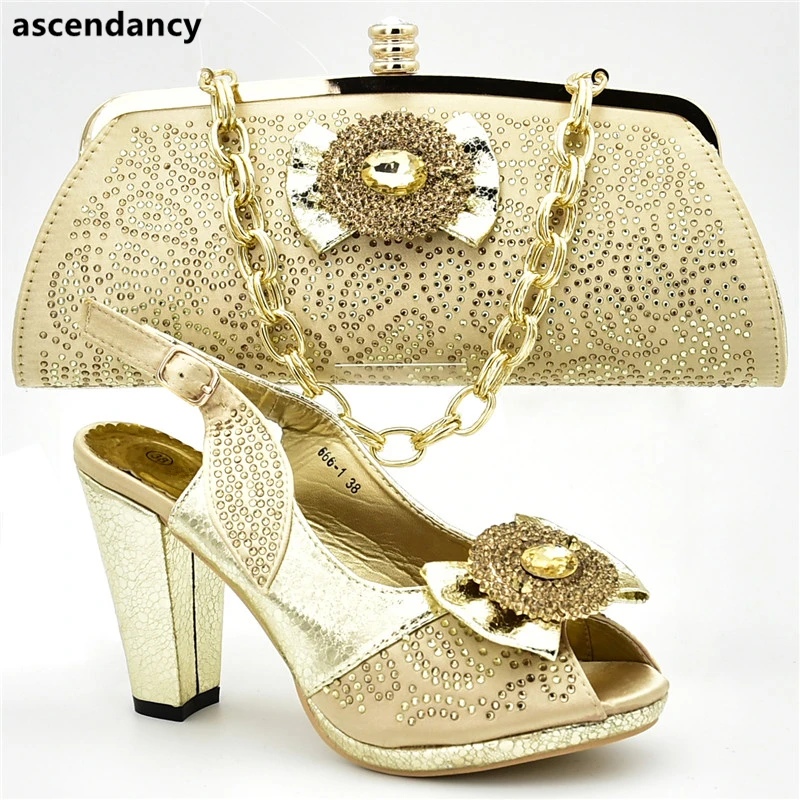 

Italian Shoes with Matching Bags High Quality Shoe and Bag Set African Sets 2019 Luxury Shoes Women Designers African Party Shoe