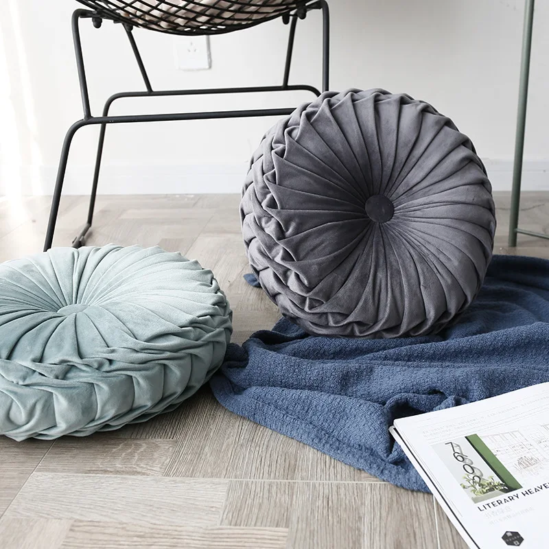 Us 22 76 Round Chair Cushions Halloween Pumpkin Shape Cushion Decorative Seat Pillow Pad Handmade Plicated Wheel Shape Chair Cushions In Cushion