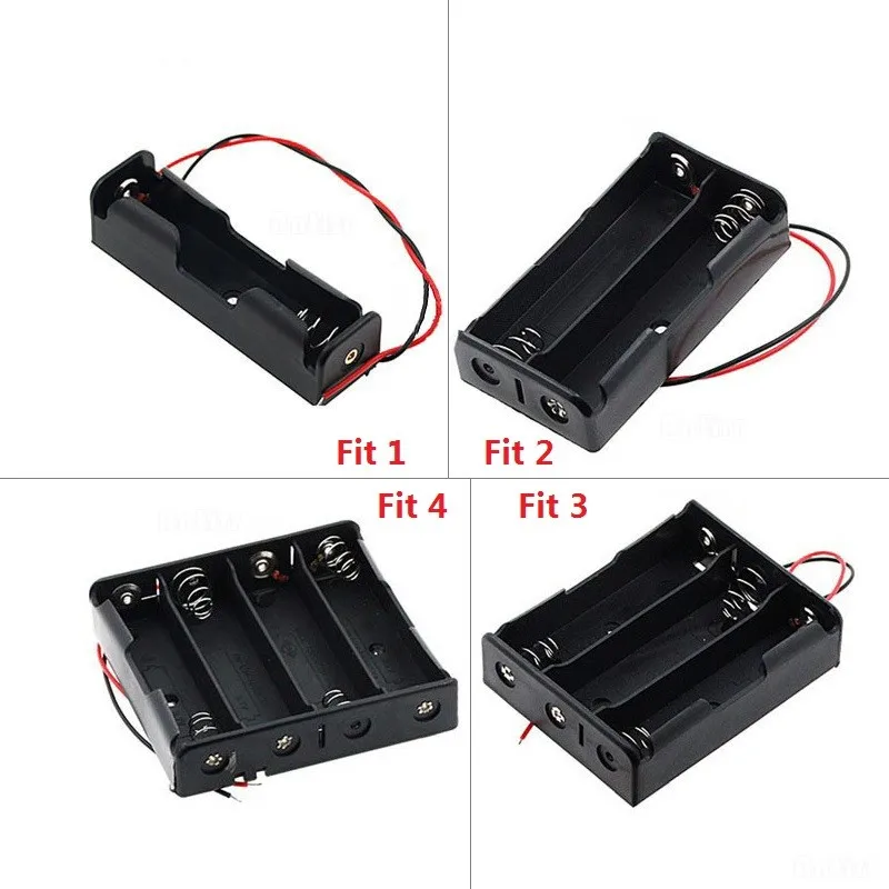 

Black Plastic 1x 2x 3x 4x 18650 Battery Storage Box Case 1 2 3 4 Slot Way DIY Batteries Clip Holder Container With Wire Lead Pin