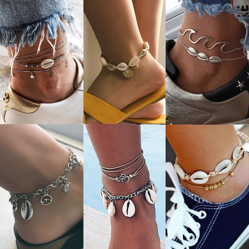 Shell Starfish Pendant Anklets for Women New Stone Beads Shell Anklet Bohemian Bracelets On Leg BOHO Ocean Jewelry Drop Shipping Shell Starfish Pendant Anklets for Women New Stone Beads Shell Anklet Bohemian Bracelets On Leg BOHO Ocean Jewelry Drop Shipping