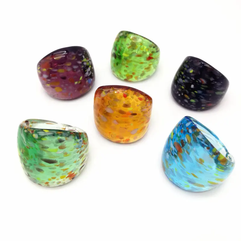 6 шт Разноцветные стеклянные кольца из муранского стекла 17-19 мм кольцо