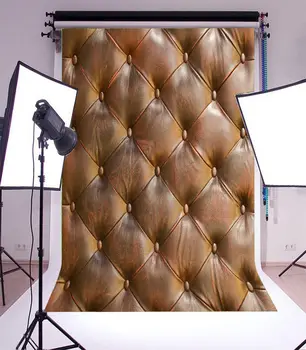 

Natural buttoned brown leather tufted Background Vinyl cloth High quality Computer print wall backdrop