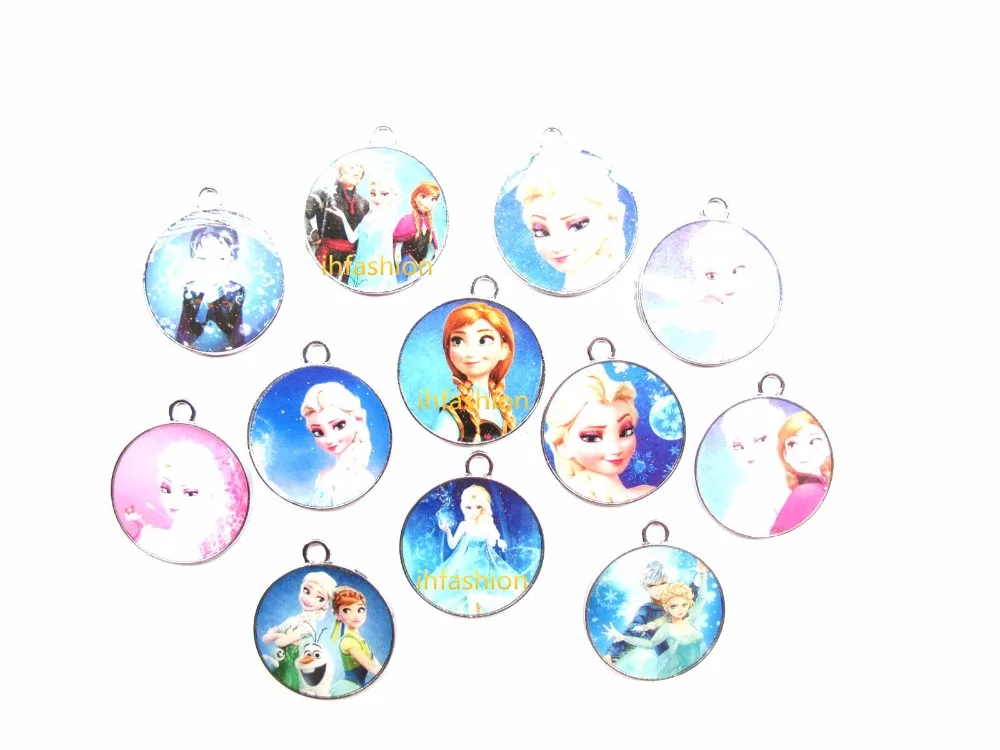 

mix Anime Cartoon Popular Elsa Anna Princess Enamel Metal Charm Pendants DIY Jewelry Making Mobile Phone Accessories p066