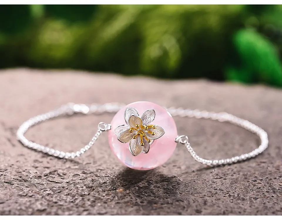 Lotus Fun реальные 925 серебро натуральные камни творческий ручной Fine Jewelry лотоса шепчет браслет для женщин brincos