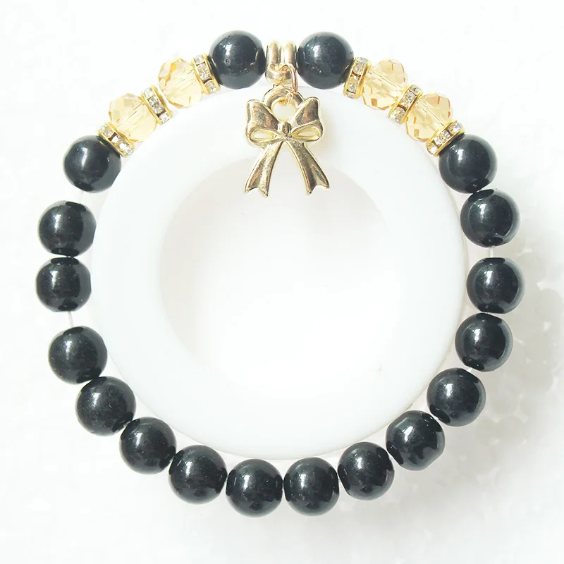 8 bow black beads