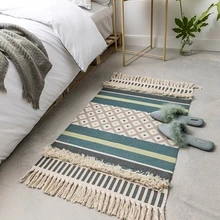 Простые хлопковые ковры в скандинавском стиле для гостиной, спальни, специальный модный коврик с кисточками, коврик для двери, дивана, стола, стула, коврик