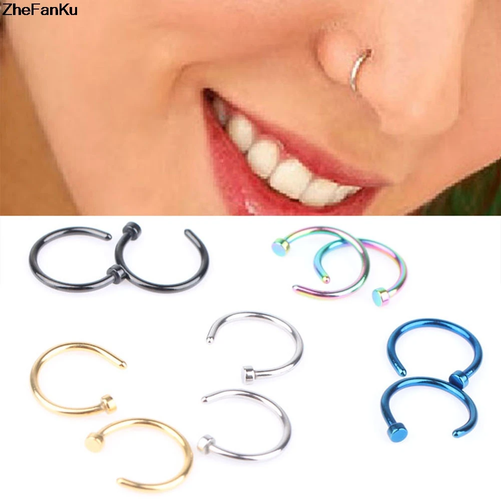 2pcs/Lot Fake Lip Ring C Clip Nose Ring Kylie lip Piercing Falso Nose