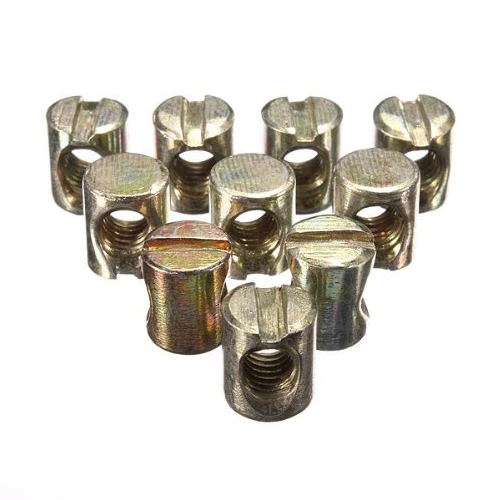 10pcs M6 Barrel Bolts Cross Dowel Slotted Furniture Nut for Beds Crib