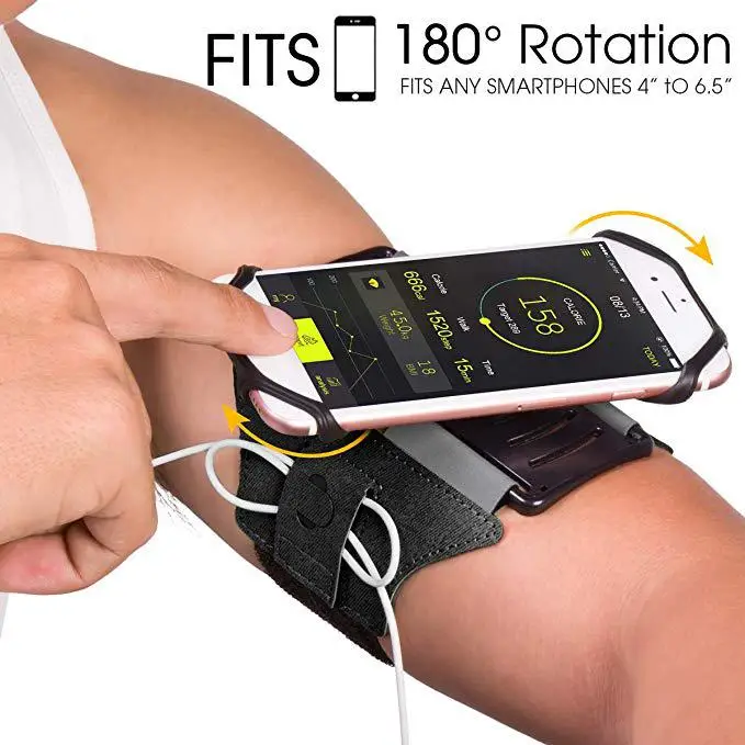 

DSstyles Rotatable Sport Running Armband Phone Arm Band Universal Mobile Phone Cycling Arm Band for iPhone Samsung Xiaomi Handphone