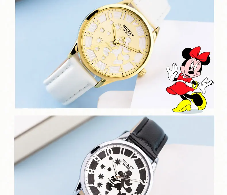 Дисней детские часы модные милые кварцевые наручные часы женские часы водонепроницаемые Микки Маус для детей часы