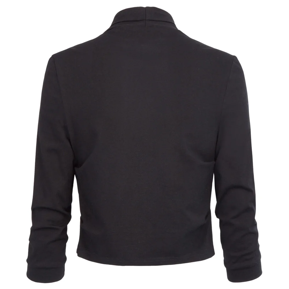 Spring Autumn Tops Jacket Women Black Shrug Bolero 3/4 Sleeve Cotton Womens Open Stitch Vintage Female Slim Outerwear Coats