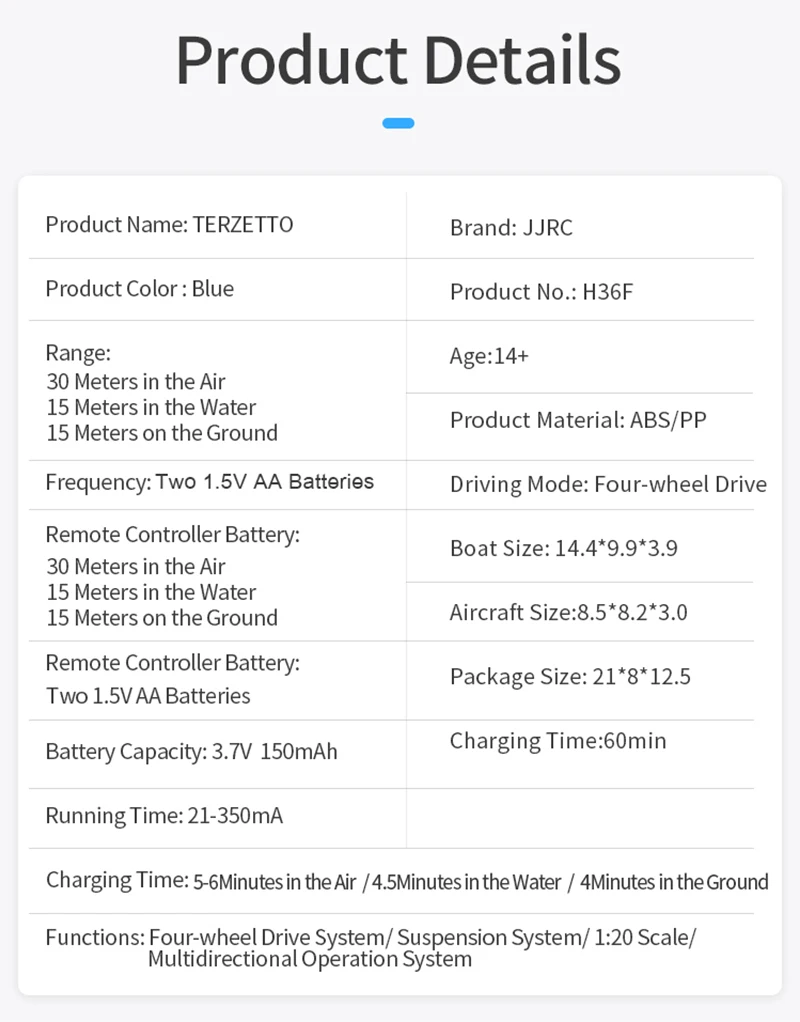 JJRC H36F 2,4G автомобиль Дрон лодка 3в1 многофункциональный пульт дистанционного управления игрушки с безголовым режимом 3D переворачивается и классный светильник