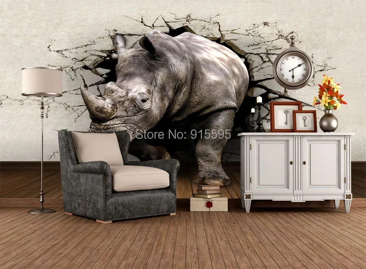 3D реалистичные Настенные обои с животными, индивидуальные носороги, Лев, слоны, Нетканая ткань, Настенная роспись, новые фотообои, домашний декор