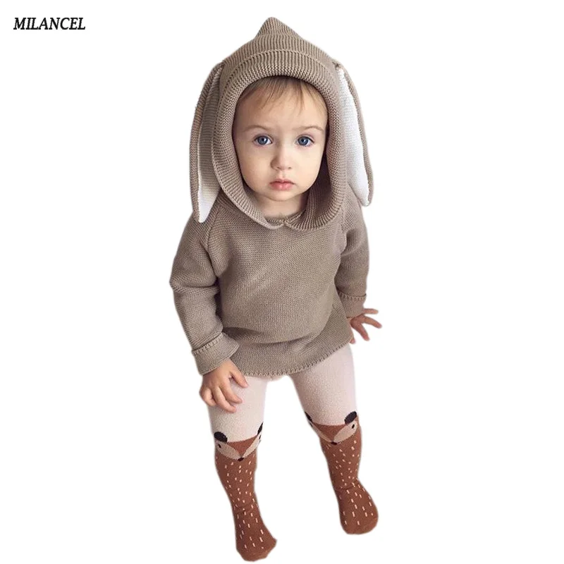 Winter 2018 Boys Sweater 3D Rabbit Bunny Pullover Kids Girls Knitted