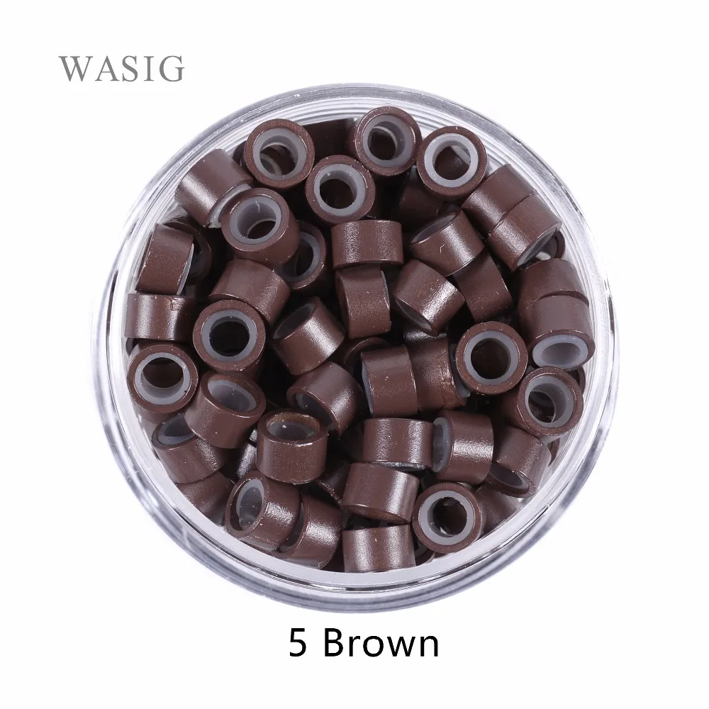 

500pcs 5mm Silicone Lined Micro Rings links beads for I tip hair extension tools 1# black . 9 Colors Optional