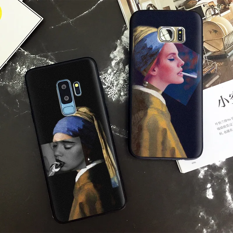 

Famous painting Funny Art Girl with a Pearl Earring TPU Soft Silicone Phone Case Cover For Samsung S7 Edge S8 S9 Plus Note 8 9