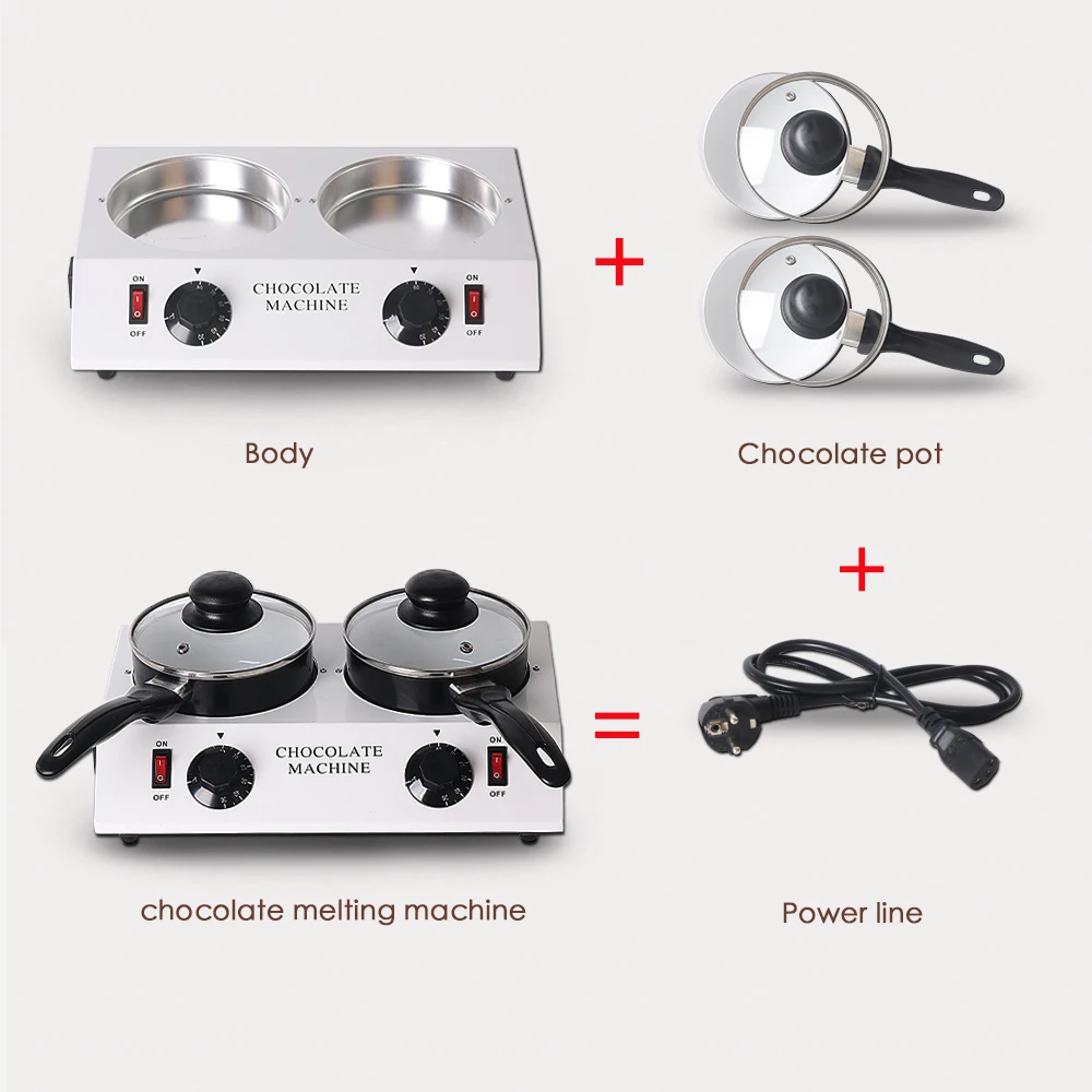 ITOP 80W Electric Chocolate Cheese Melting Machine Ceramic Non-Stick Pot Chocolate Tempering Cylinder Melter (Double Pan)
