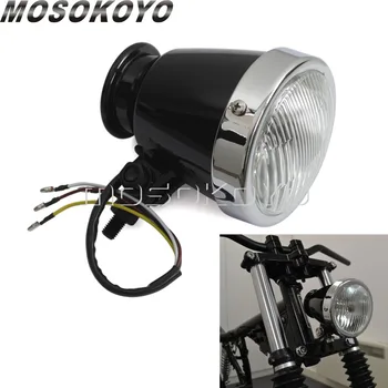 

Retro 4" H4 Motorcycle Headlight Clear Glass Headlamp for Harley Dyna Custom Chopper Bobber Scrambler