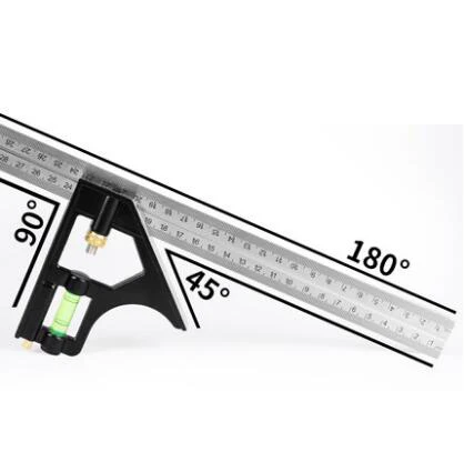 Нержавеющая сталь Регулируемый комбинированный квадратный угловой датчик для разметки измерительных инструментов многофункциональная горизонтальная угловая линейка - Цвет: B