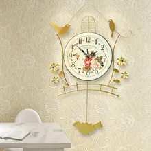 Luminous modern decoration European wall clock fashionable sitting room the bedroom creative personality birds clocks